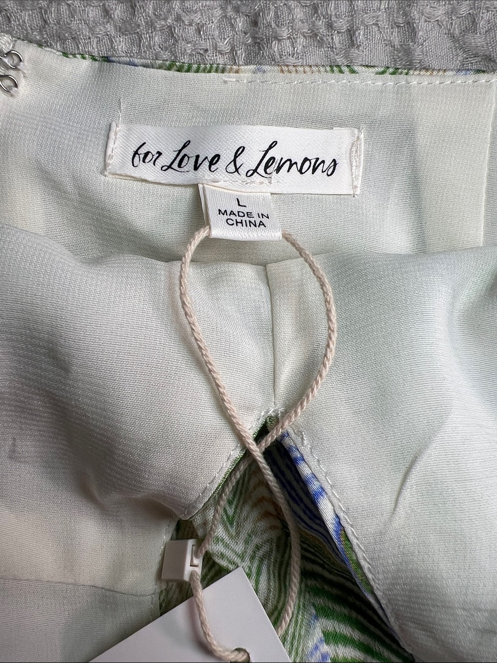 For Love And Lemons Green and White Wave-Print Mini Dress size L - Picture 5 of 14